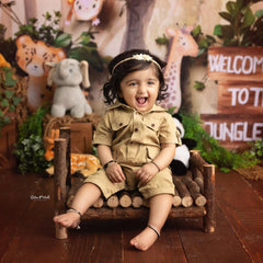 Baby Short-Sleeved Cotton Gentleman Romper Outfit O077 | 1Y | Khakee