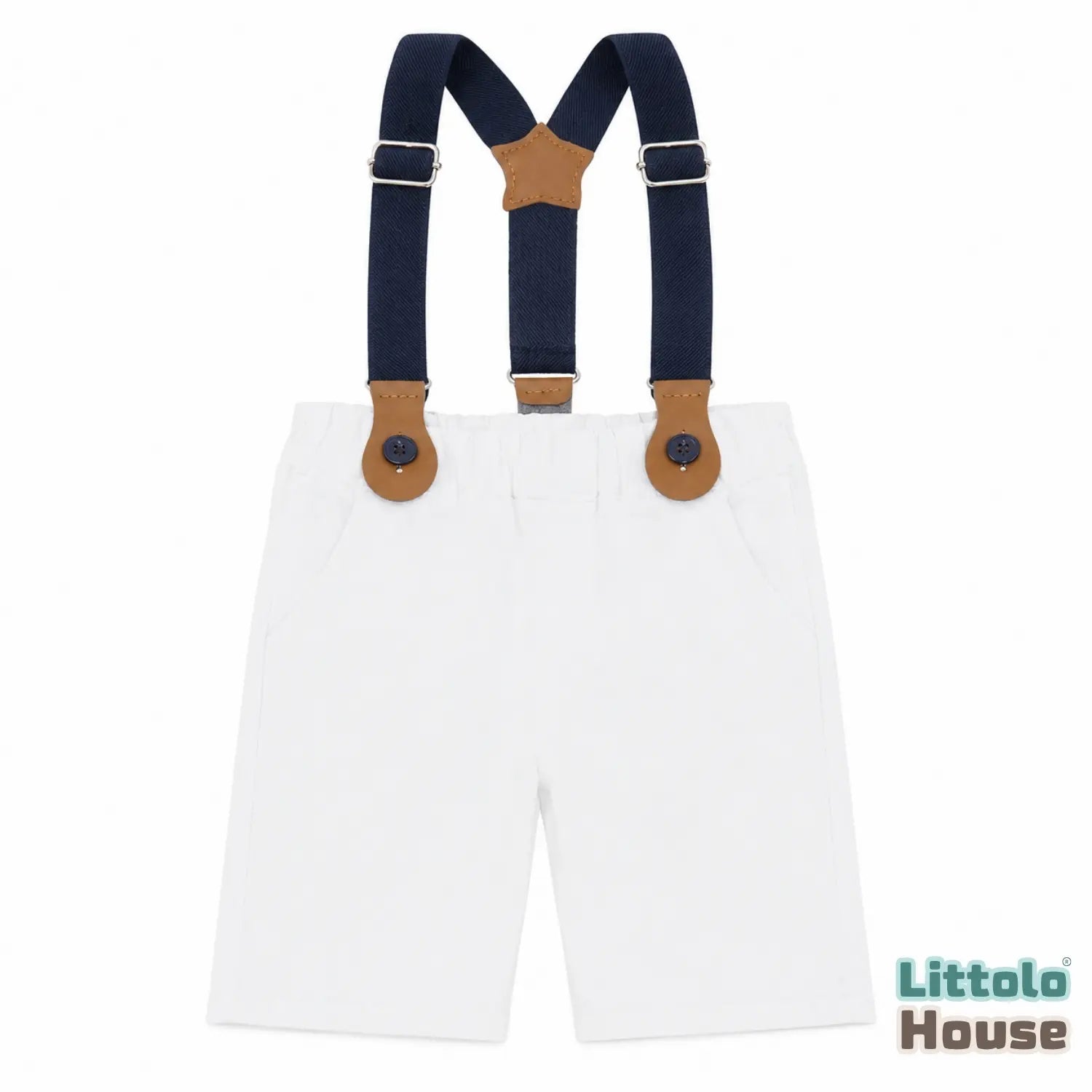 Baby Boy Suspender Shorts Outfit O078 | 1Y | White