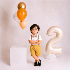 Baby Boy Suspender Shorts Outfit with Bow Tie Outfit O045 | 2Y | White Mustard
