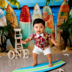 Baby Boy Tropical Shirt with Shorts O259 | 1Y | Red Floral
