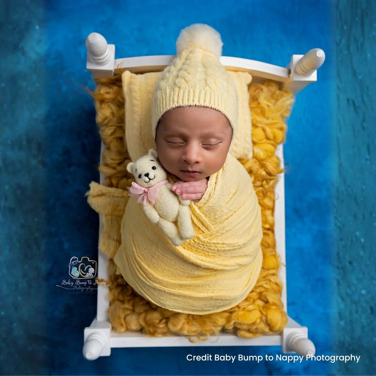 Baby Wool Hat and Pillow Set of 2 B013 | NB | Light Yellow