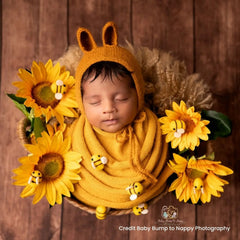Baby Cute Bunny Bonnet B010 | NB | Mustard