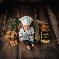 Baby Chef Baker Professional Cook Costume Shirt, Pant & Hat O169 | 3M | Black White