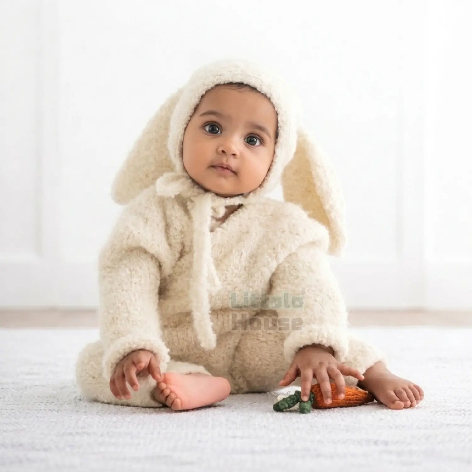 Baby Cozy Bunny Romper with Bonnet O261 | 1Y | Beige