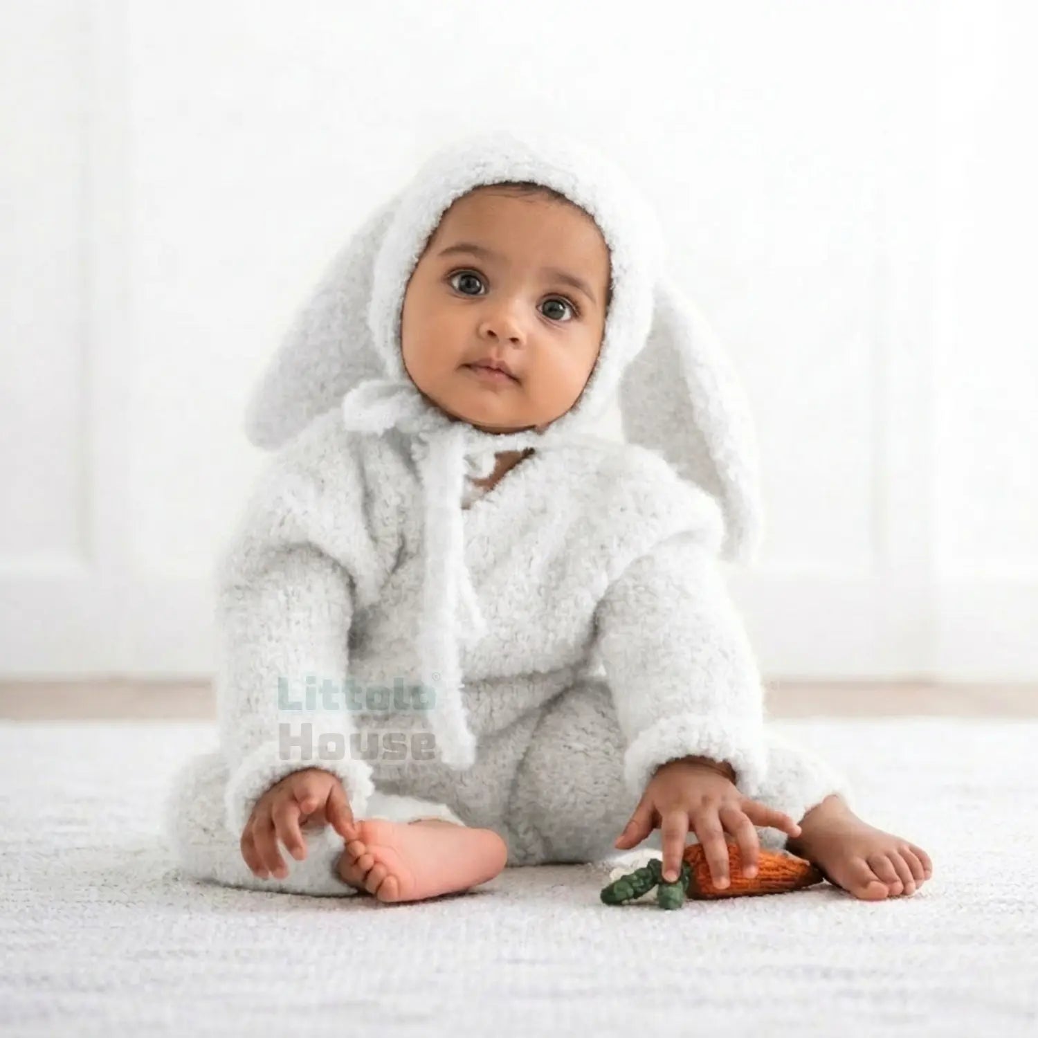 Baby Cozy Bunny Romper with Bonnet O261 | 1Y | Off White