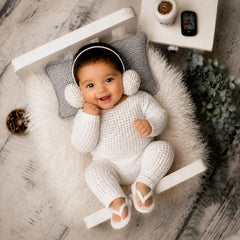 Baby Crochet Headphone and Slippers | 3M | White