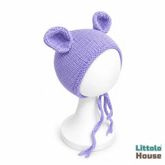 Baby Cute Ear Bonnet B019 | NB | Lavender