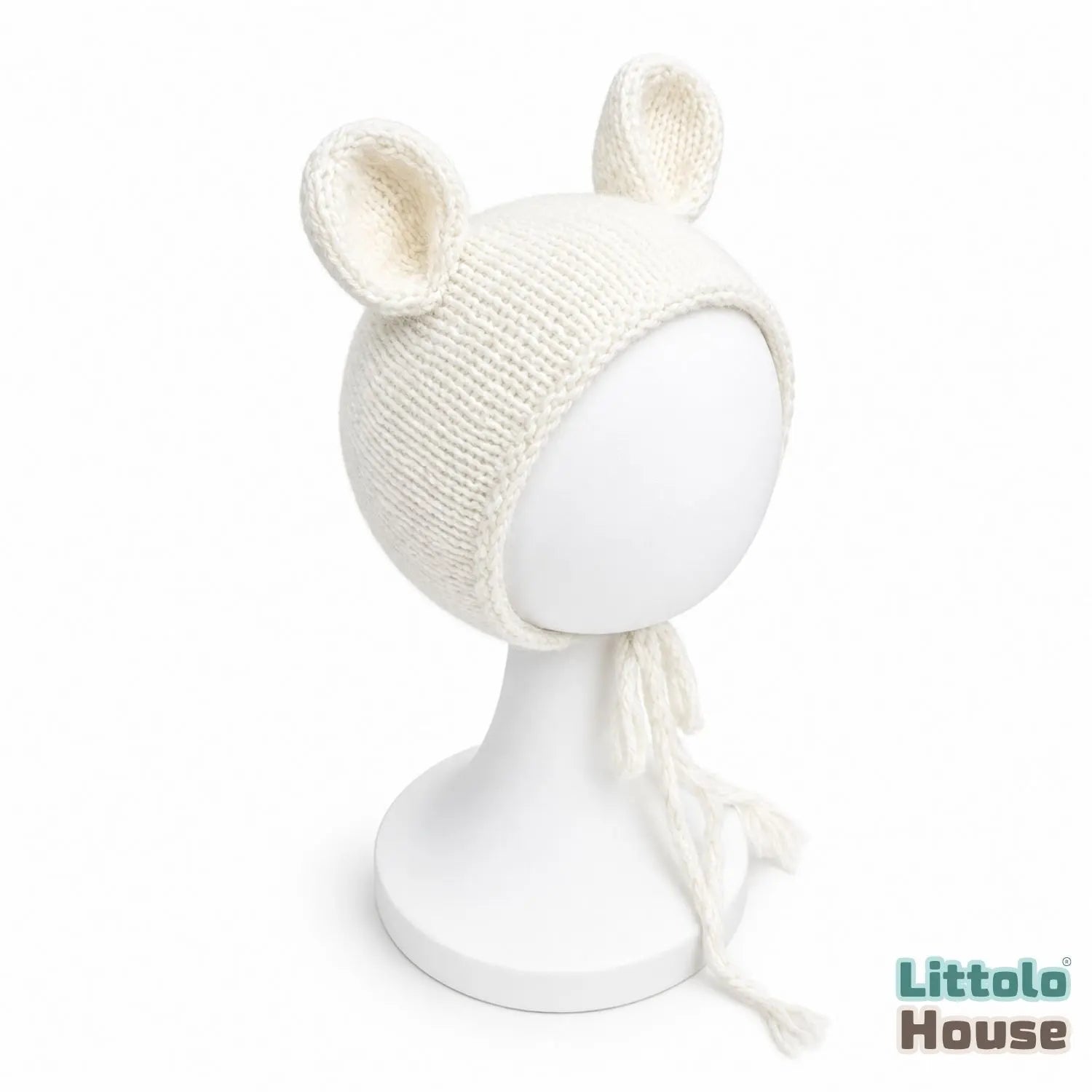 Baby Cute Ear Bonnet B019 | NB | Milky White