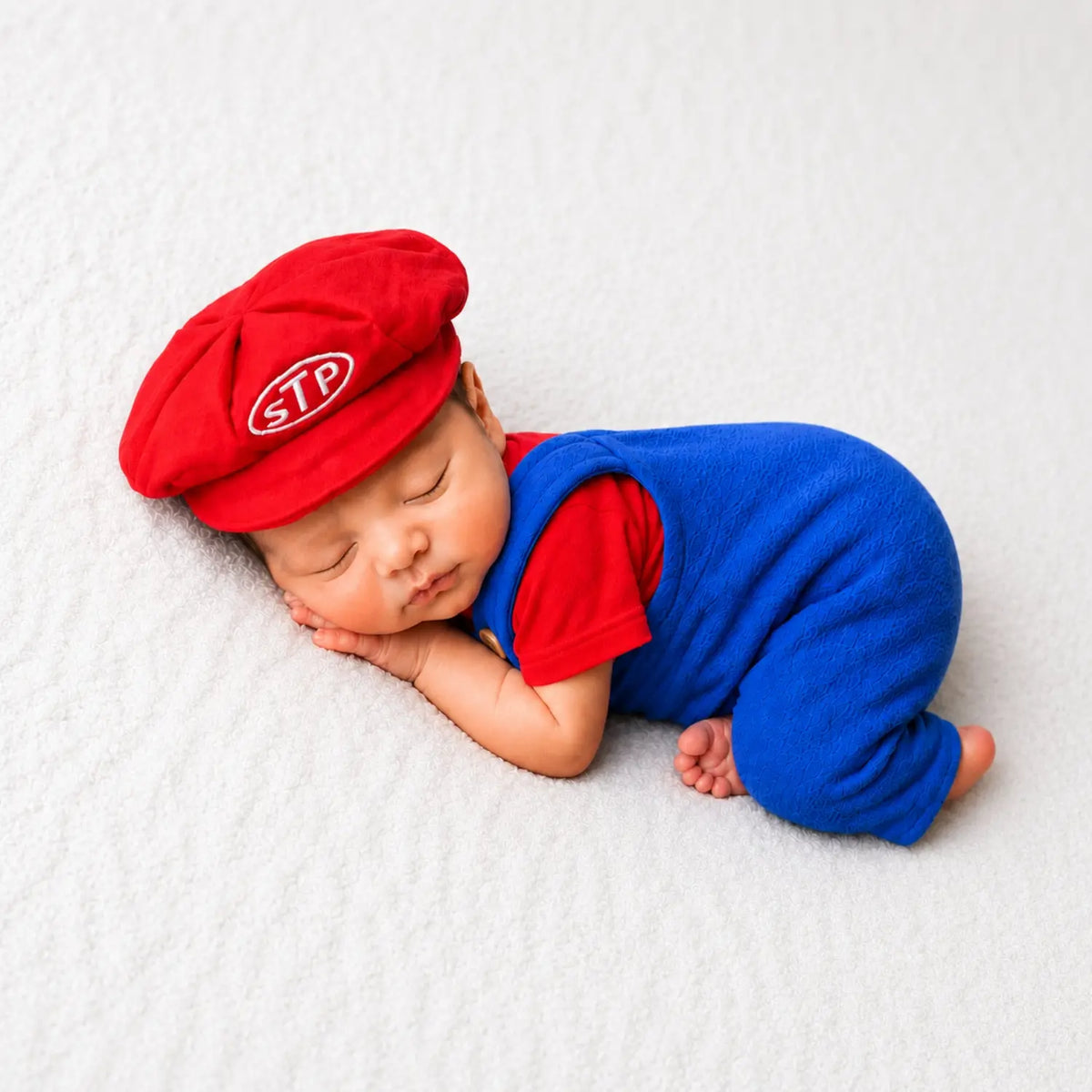 Baby Dungaree with Cap Outfit O084 | NB | Red Blue