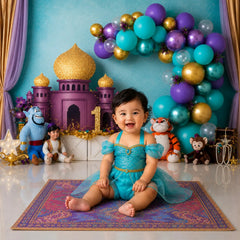 Baby Girl Aladdin Jasmine Princess Costume Romper O155 | 1Y | Turquoise