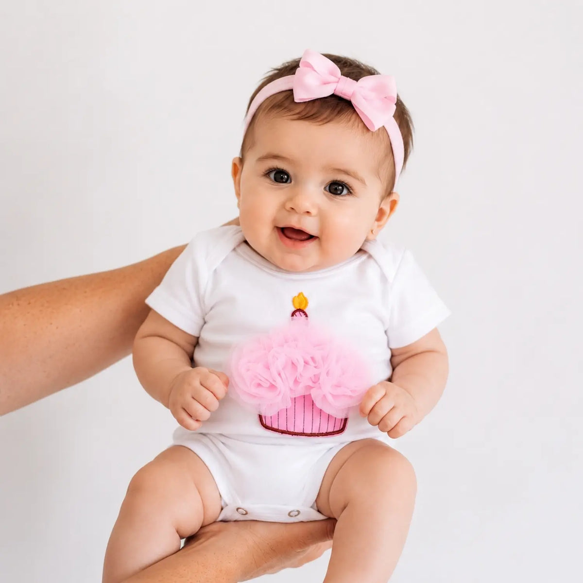 Baby Girl Birthday Milestone Celebration Romper Pink Heart Outfit O067 | 3M | Pink White