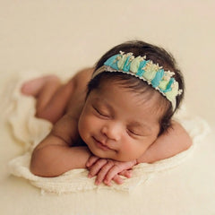 Baby Girl Blue White Bell Flowers Hairband H066 | 1Y | Pastel Turquoise