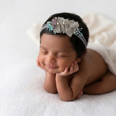 Baby Girl Bow Pearl Hairband H078 | 1Y | Grey