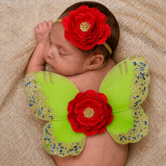 Baby Girl Butterfly Wings with Flower Headband Vadodara	'390007 Tiruchirappalli	'620001| 3M | Green Red