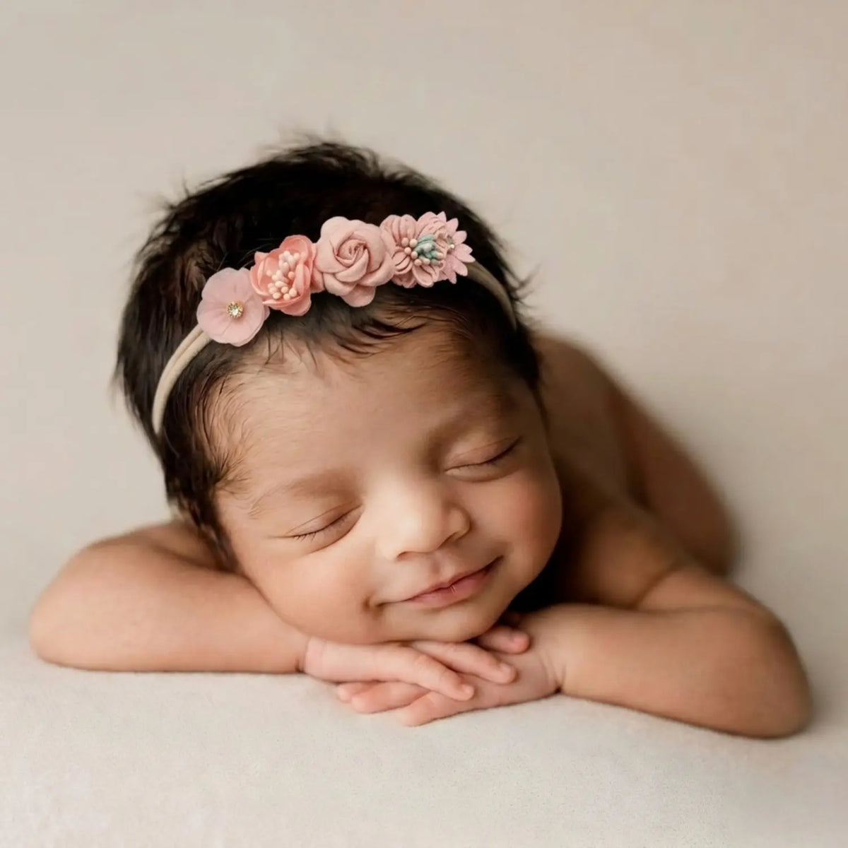 Baby Girl Floral Rose Headband H105 | Pink Peach