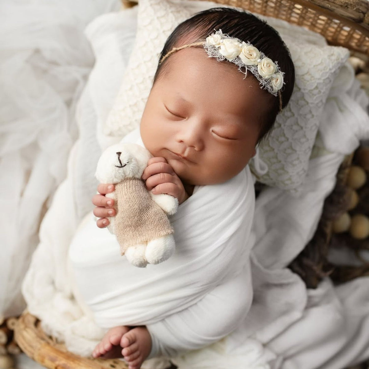 Buy Pearl White Baby Flower Hairband Perfect for Photoshoots Order