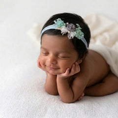 Baby Girl Flower Hairband H024 | 1Y | Grey Blue