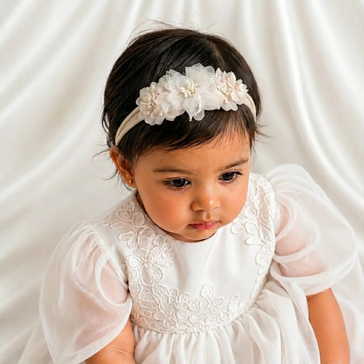 Baby Girl Flower Hairband H055 | 1Y | Ivory