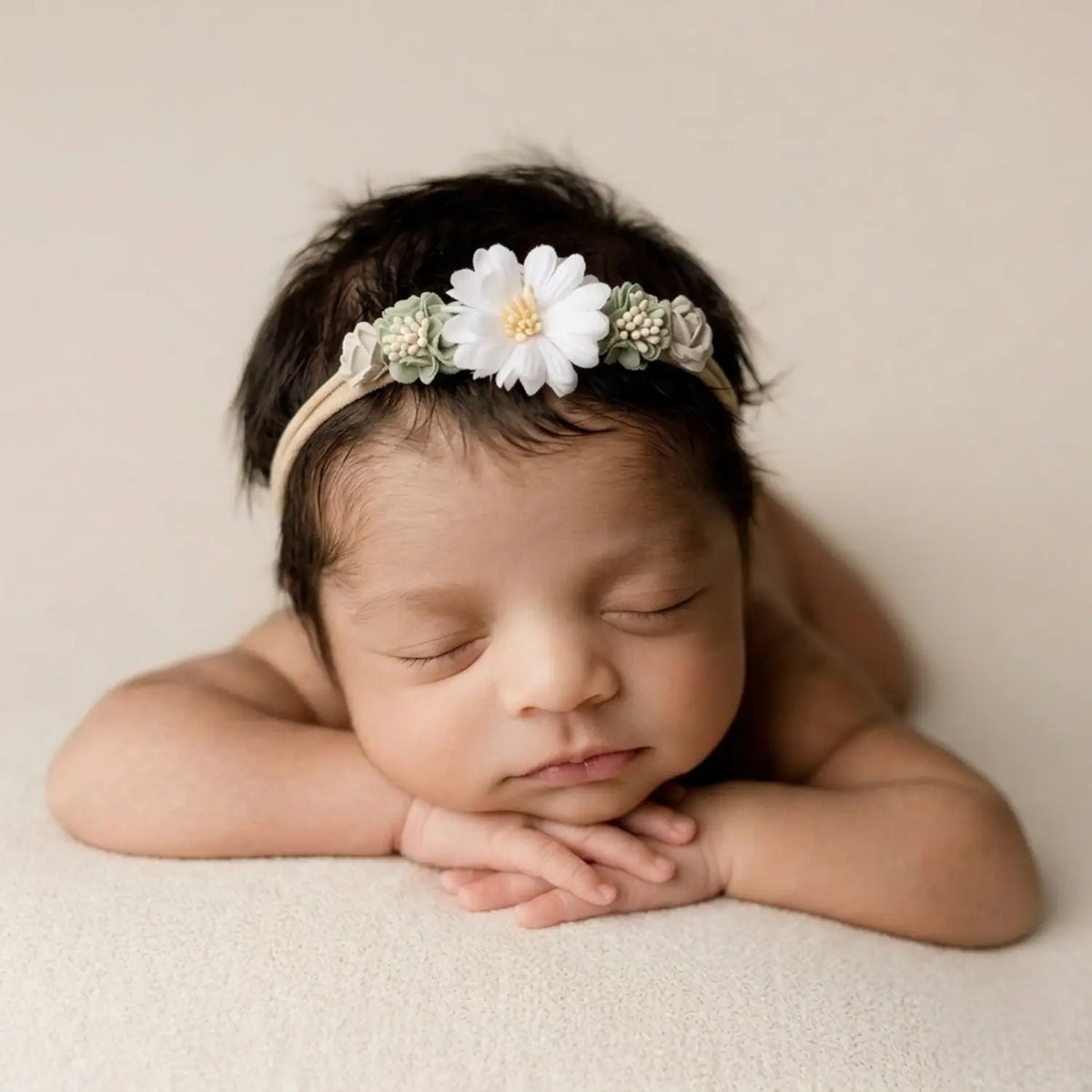 Baby Girl Flower Hairband H060 | 1Y | Pastel Olive Green