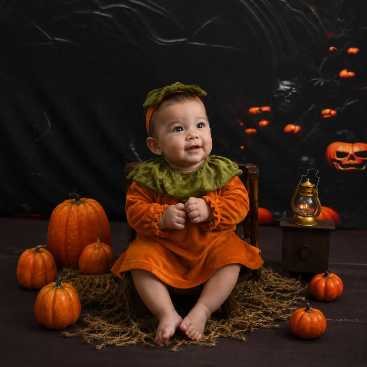 Baby Girl Halloween Frock with Hairband O123 | 15M | Sandstone Orange
