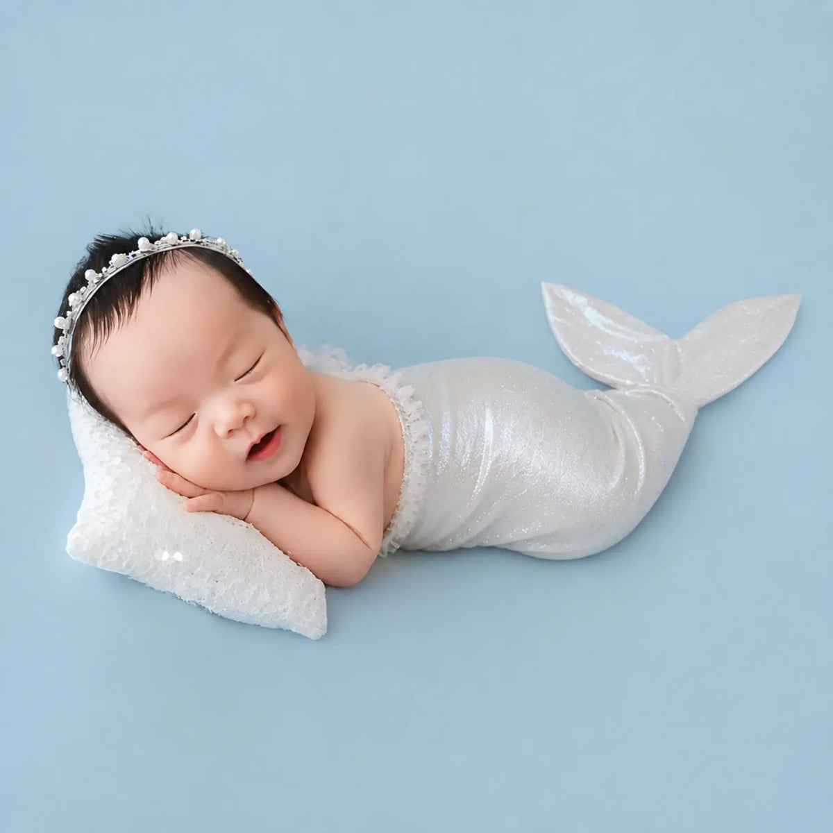 Baby Girl Mermaid Costume with Hairband Outfit O061 | 3M | White