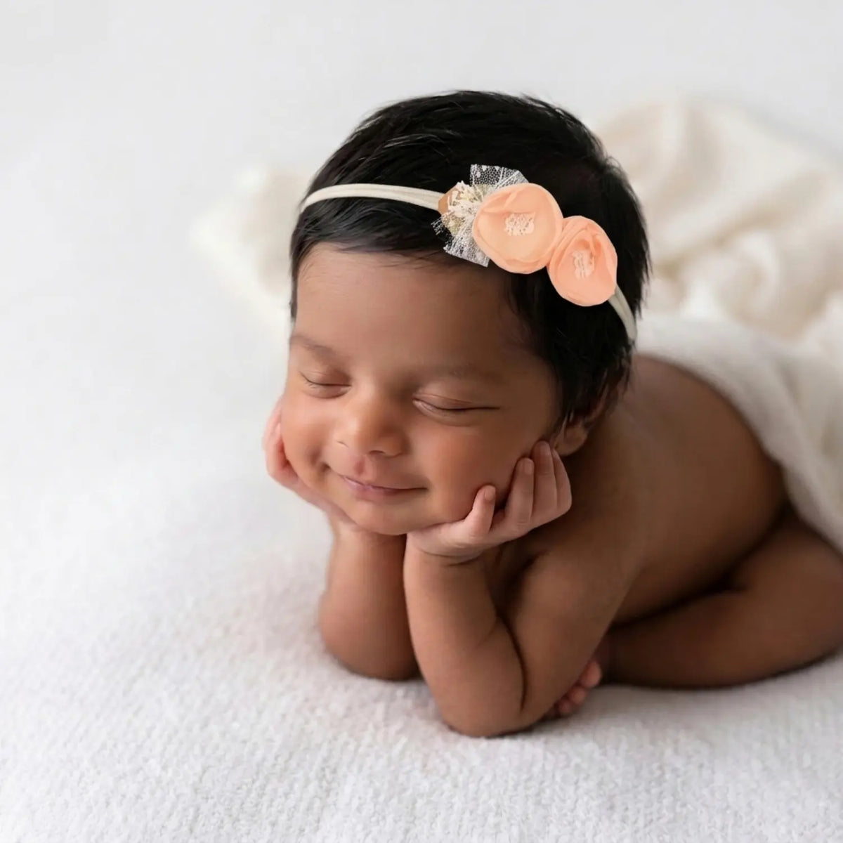 Baby Girl Peach Orange Flower Hairband H073 | 1Y | Orange Peach