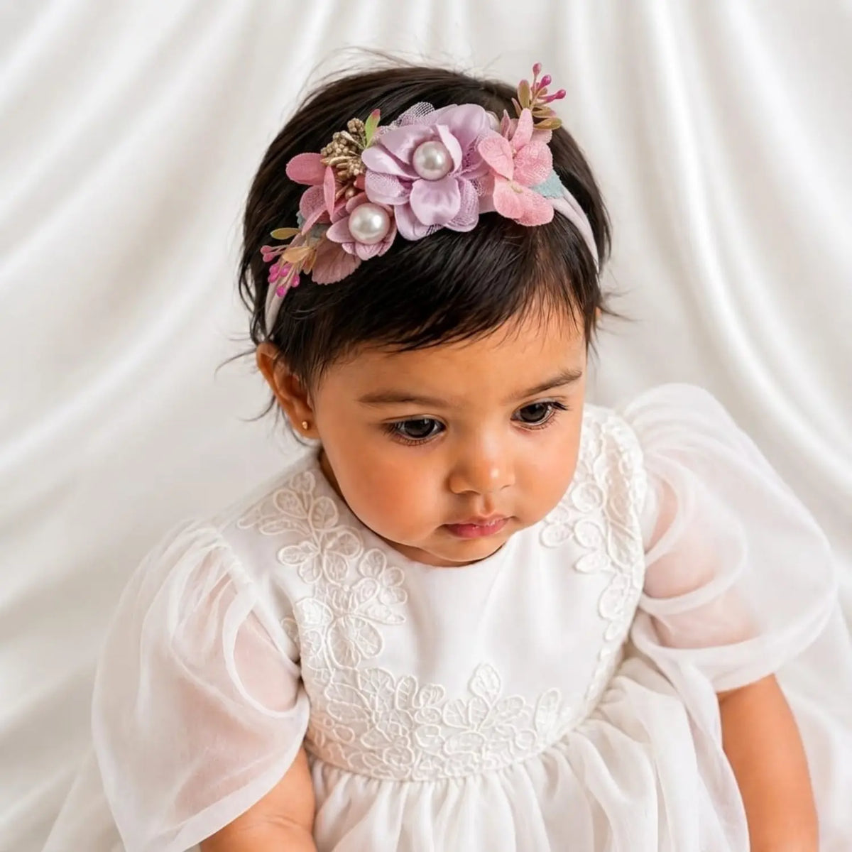 Baby Girl Pearl Flower Hairband H028 | 2Y | Purple