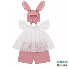Baby Girl Rabbit Ear Bonnet Costume SR007| NB | Rose