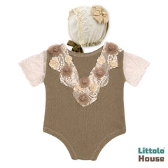 Baby Girl Romper with Lace Bonnet | Set of 2 | Twany
