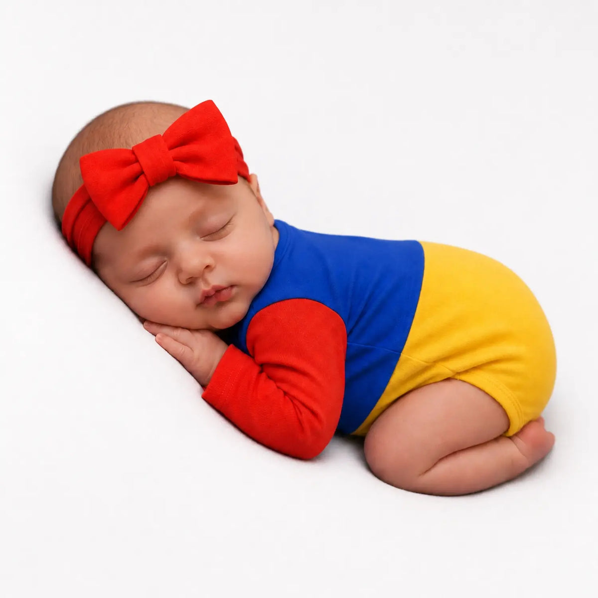 Baby Girl Snow White Theme Costume with Hairband Set of 2 Outfit O080 | NB | Red Blue
