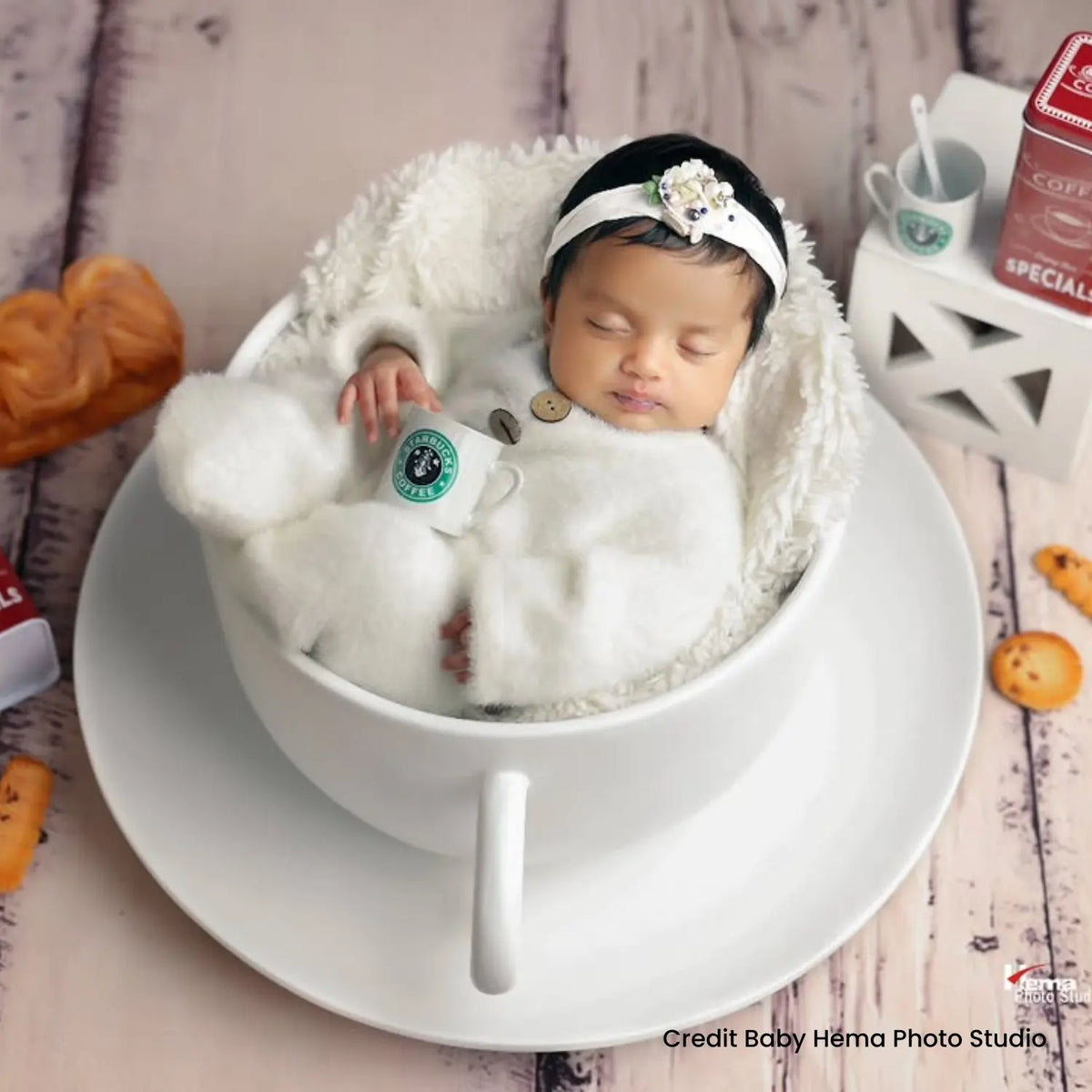 Baby Fur Romper with Rabbit Ears Bonnet O113 | 3M | Off White