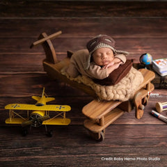 Baby Wool Knitted Aviator Pilot Hat with Goggles B033 | NB | Oat