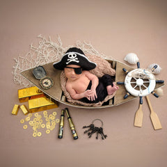 Baby Knit Newborn Pirate Hat Photo shoot prop O135 | 3M | Black