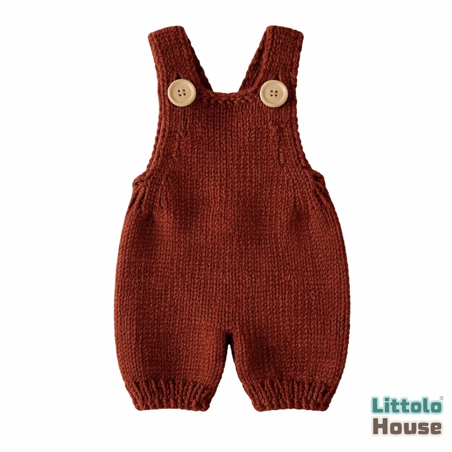 Baby Knitted Suspender Romper Outfit | 2M | Chocolate Brown