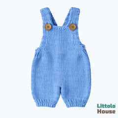 Baby Knitted Suspender Romper Outfit | 2M | Cornflower