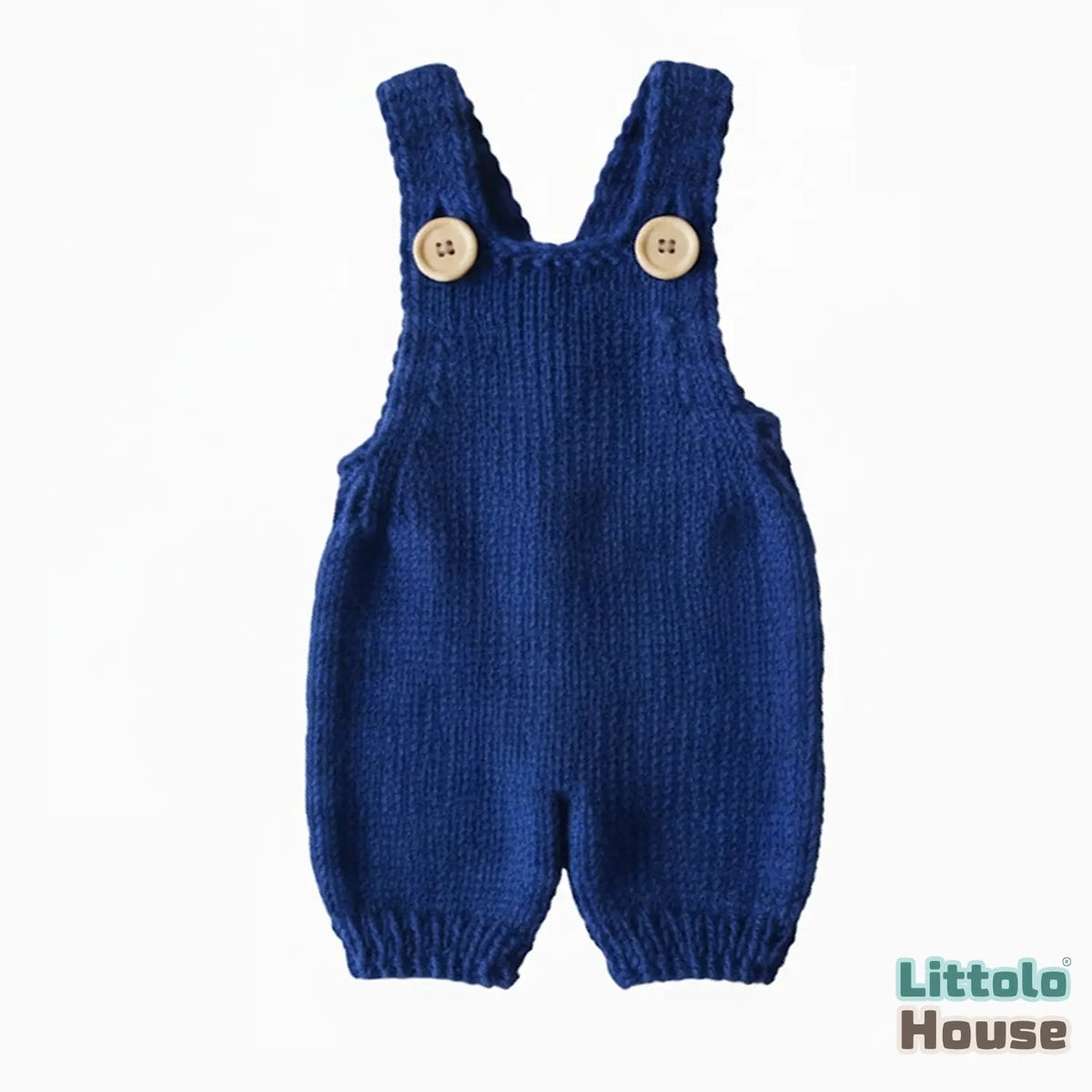 Baby Knitted Suspender Romper Outfit | 2M | Royal Blue