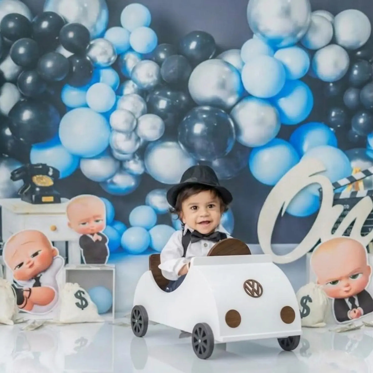 Baby Car | Wooden Decorative | White Brown