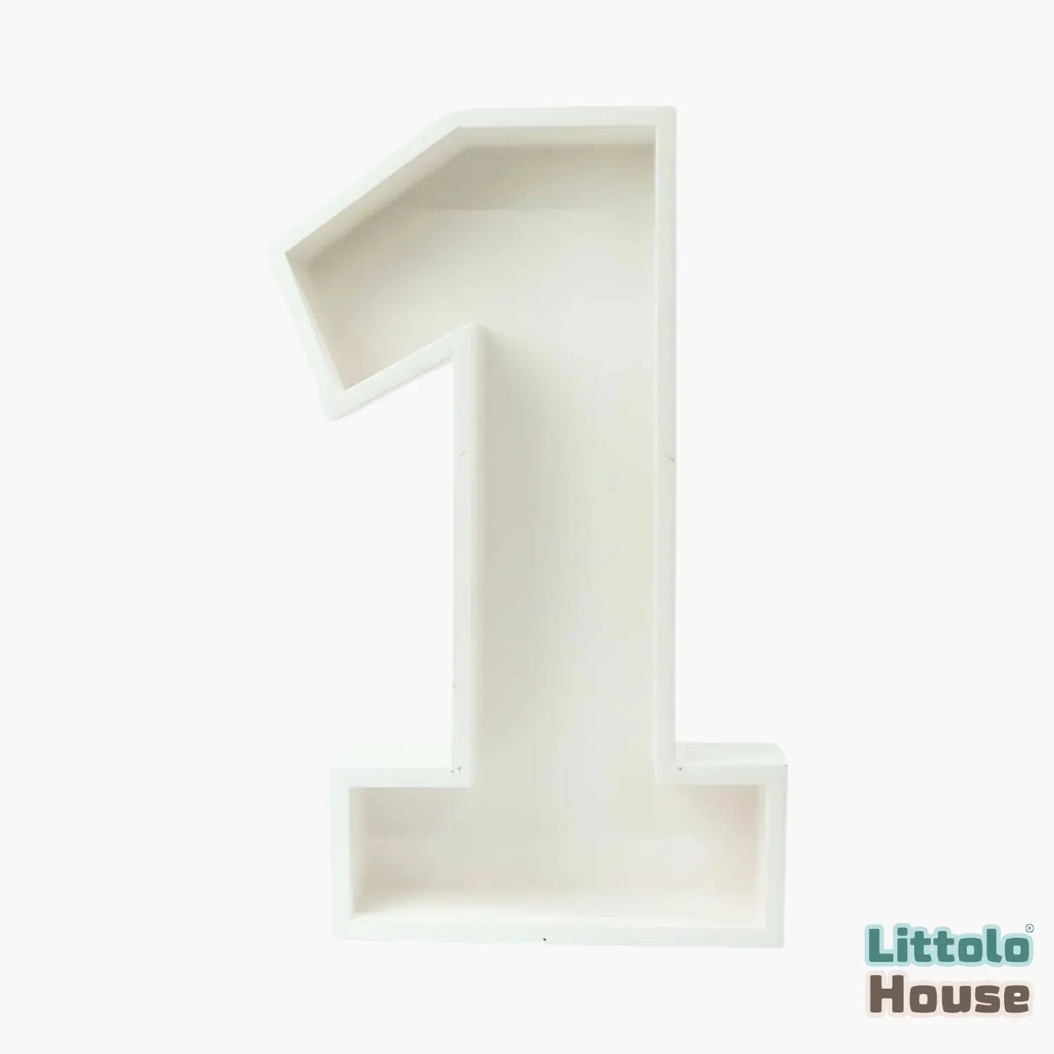 Baby Mosaic Numeric 1 Balloon Filling Box | Wooden Decorative | Off White
