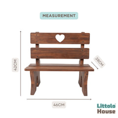 Baby Park Style Heart Cut Bench | Wooden Decorative | Brown