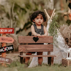 Baby Park Style Heart Cut Bench | Wooden Decorative | Brown