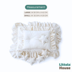 Baby Ruffle Pillow Set with Star Cushions Pack of 8 SR101 | NB | Off White