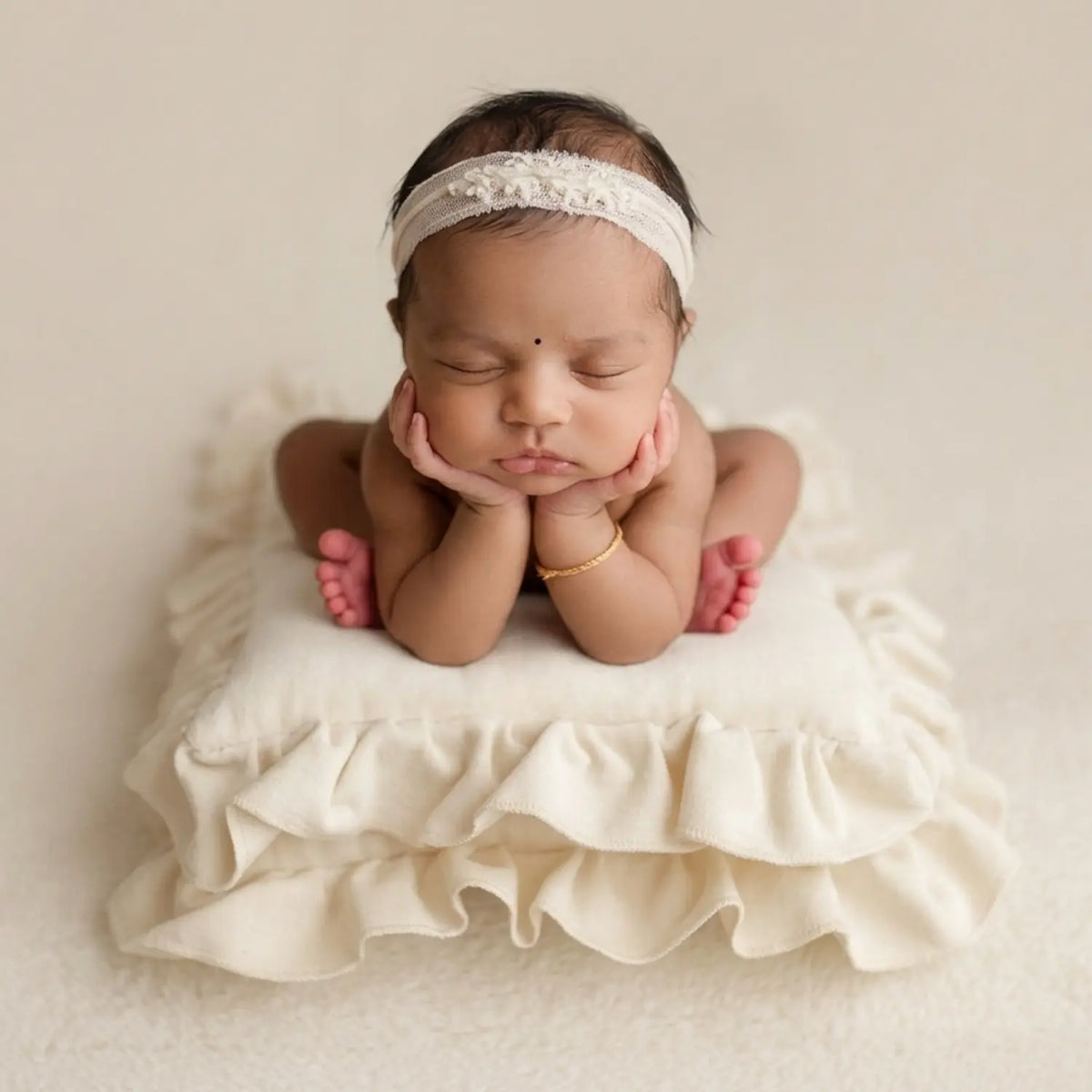 Baby Ruffle Pillow Set with Star Cushions Pack of 8 SR101 | NB | Off White