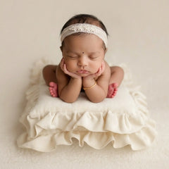 Baby Ruffle Pillow Set with Star Cushions Pack of 8 SR101 | NB | Off White