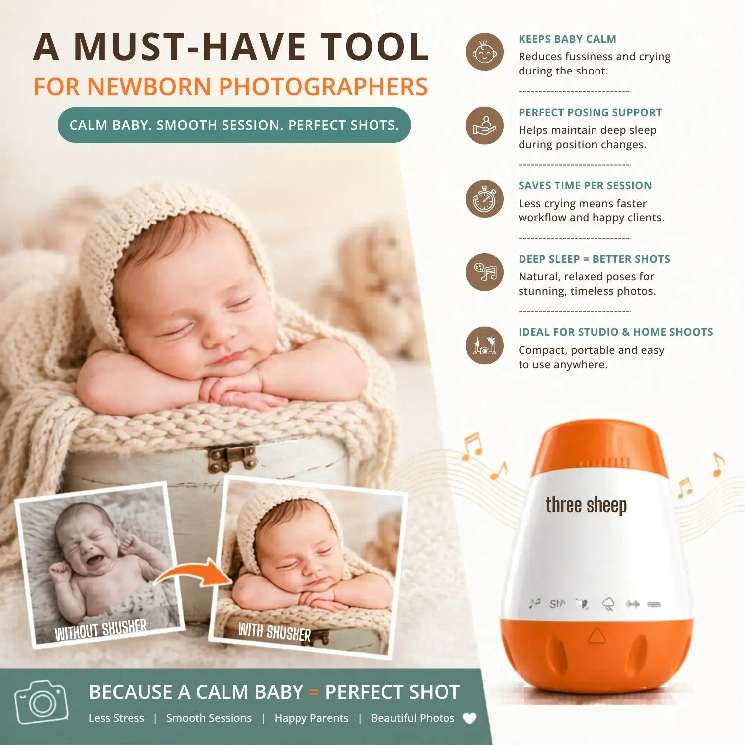 Baby Soothing Shusher | Posing Aids | Orange