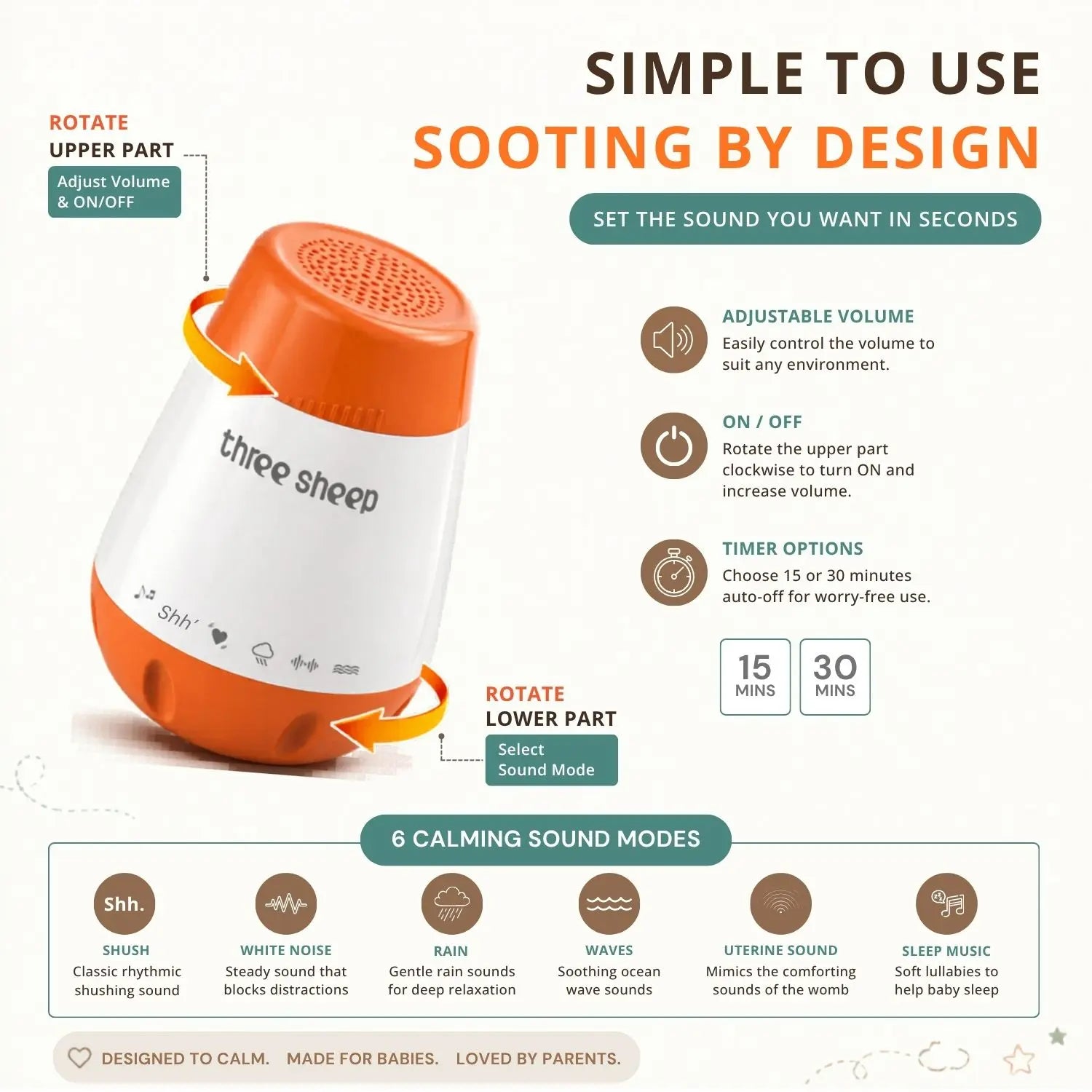 Baby Soothing Shusher | Posing Aids | Orange