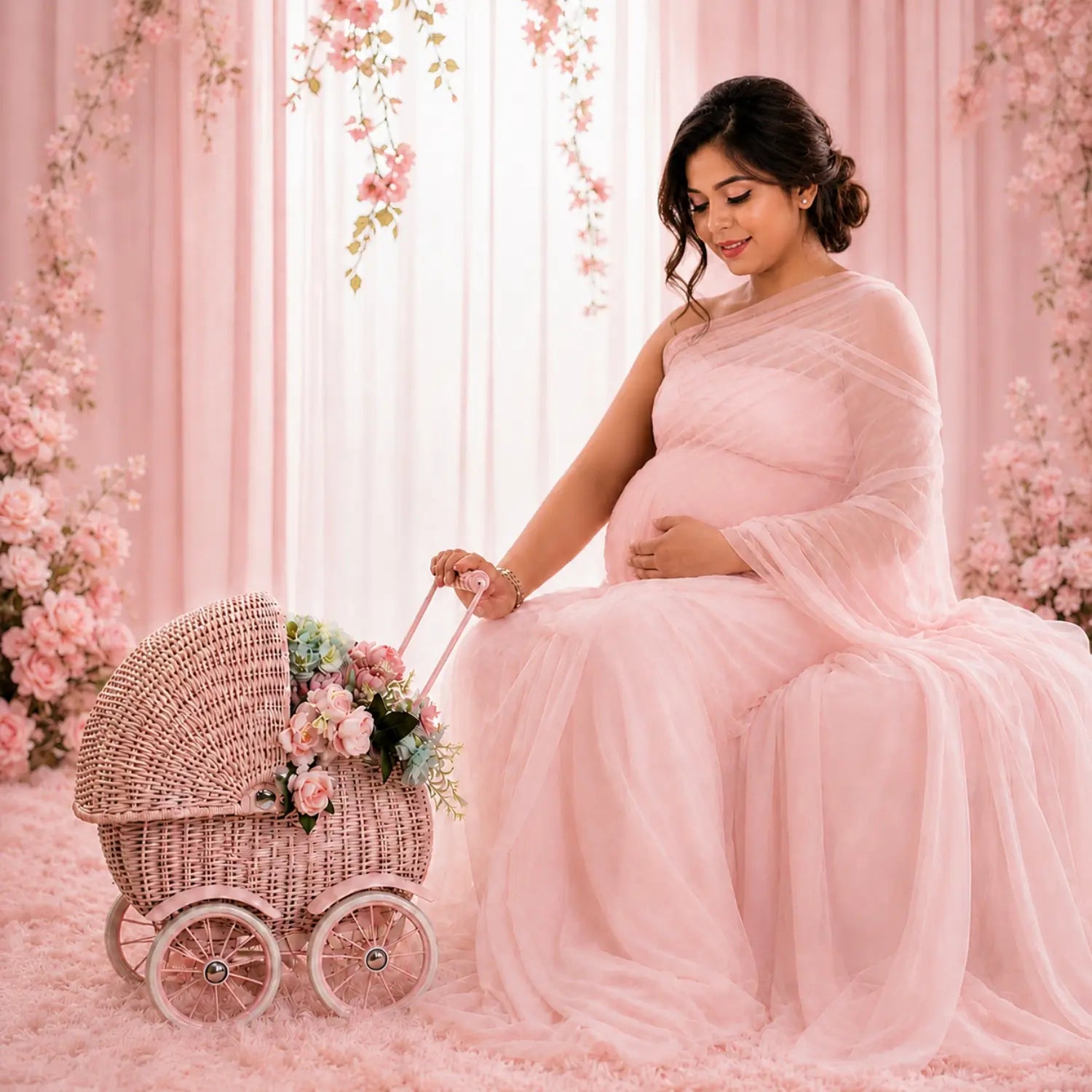 Baby Stroller | Metal | Light Pink