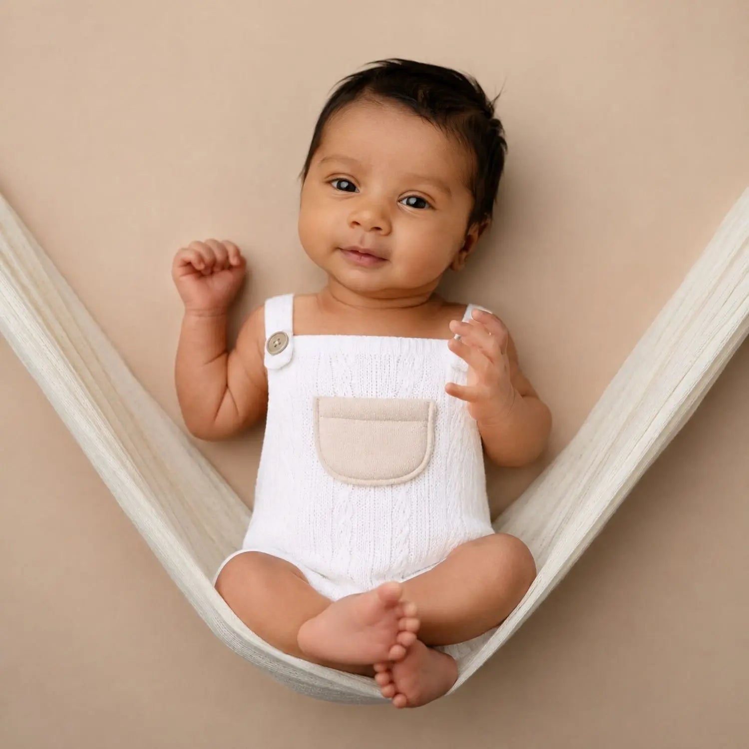 Baby Texture Knitted Romper with Hat O227 | NB | White