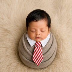 Baby Tie Collar Outfit O083 | NB | White Red