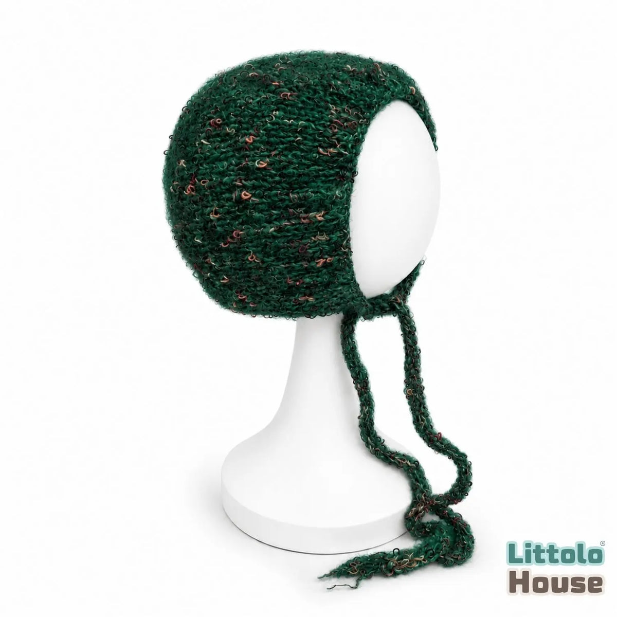 Baby Wool Knit Mohair Bonnet | NB | Bottle Green