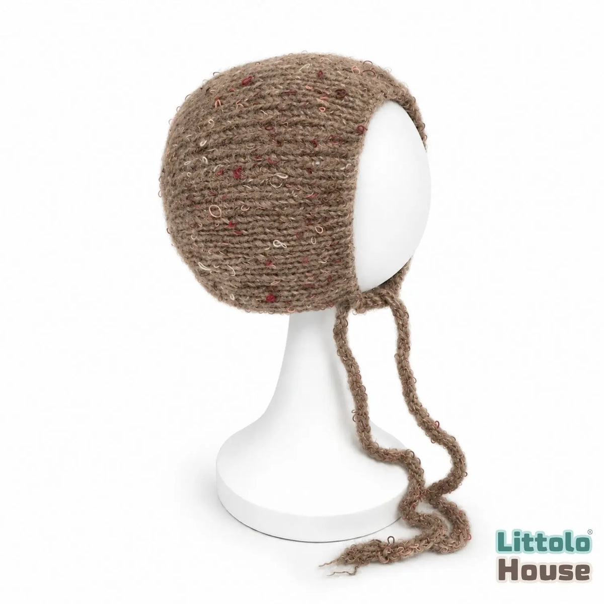 Baby Wool Knit Mohair Bonnet | NB | Light Brown